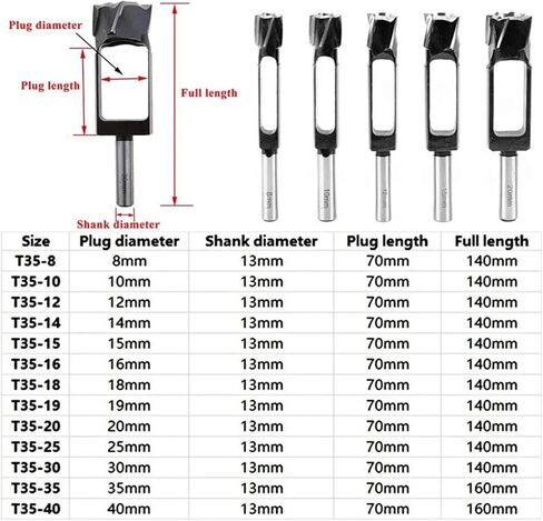 8mm-40mm Woodworking Drill Bit Tapered Snug Plug Cutter(8mm) in Saudi Arabia