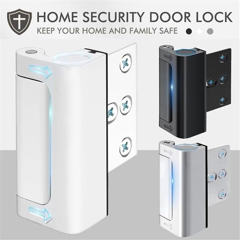 Home Security Door Lock Aluminum Alloy Anti Door Lock Childproof Door Reinforcement Lock with 3 Inch Stop(White) in Saudi Arabia