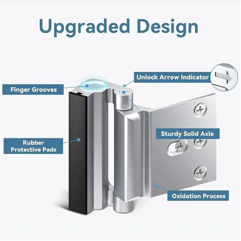 Home Security Door Lock Aluminum Alloy Anti Door Lock Childproof Door Reinforcement Lock with 3 Inch Stop(White) in Saudi Arabia