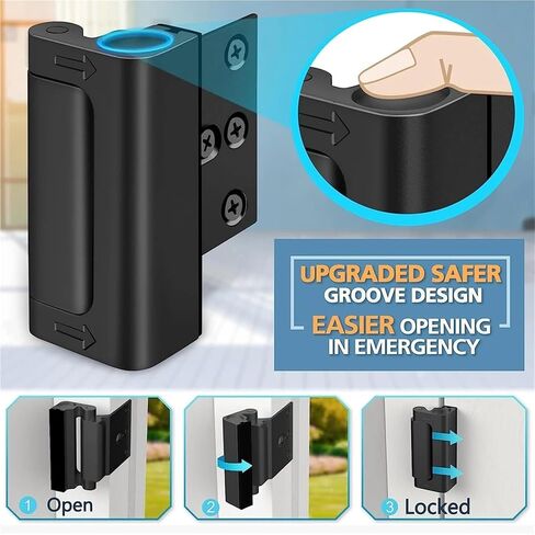 Home Security Door Lock Aluminum Alloy Anti Door Lock Childproof Door Reinforcement Lock with 3 Inch Stop(White) in Saudi Arabia