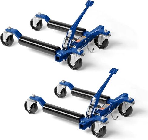 Car Wheel Dolly Jack Set, Mechanical Car Skates, Wheel Vehicle Positioning Jack, Heavy Duty Rollers with Ratcheting Foot Pedal(Red Set of 2) in Saudi Arabia