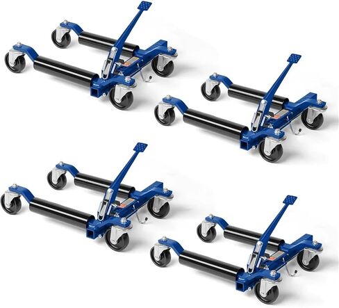 Car Wheel Dolly Jack Set, Mechanical Car Skates, Wheel Vehicle Positioning Jack, Heavy Duty Rollers with Ratcheting Foot Pedal(Red Set of 2) in Saudi Arabia
