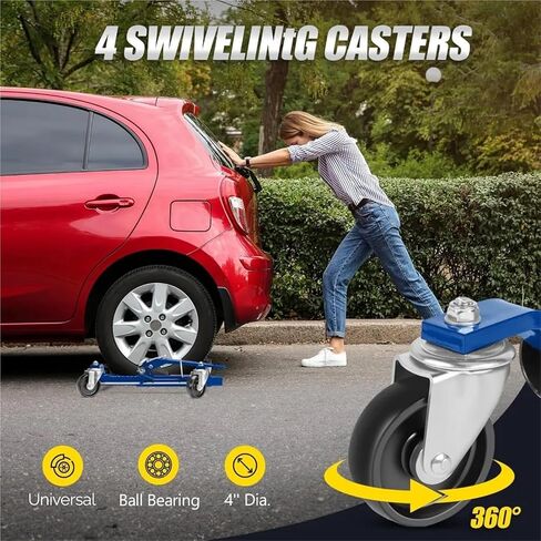 Car Wheel Dolly Jack Set, Mechanical Car Skates, Wheel Vehicle Positioning Jack, Heavy Duty Rollers with Ratcheting Foot Pedal(Red Set of 2) in Saudi Arabia