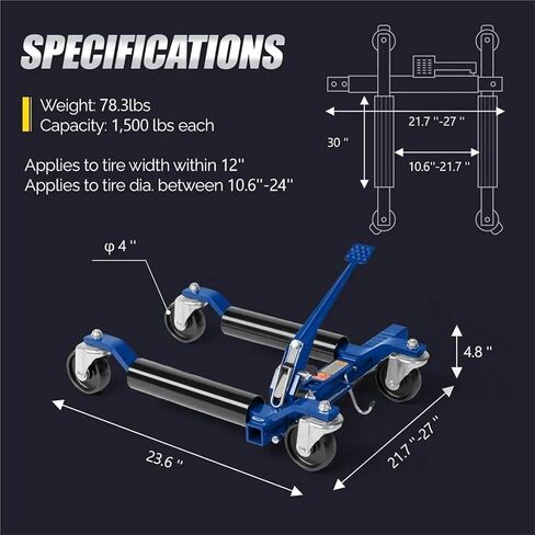 Car Wheel Dolly Jack Set, Mechanical Car Skates, Wheel Vehicle Positioning Jack, Heavy Duty Rollers with Ratcheting Foot Pedal(Red Set of 2) in Saudi Arabia