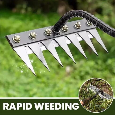 Weeding Hoe Iron Rake Garden Rake Metal Carbon Steel Tooth Nail Rake Weeding Loose Soil Agricultural Tool for Sturdy Dethatching(6-Teeth) in Saudi Arabia
