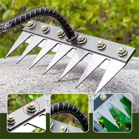 Weeding Hoe Iron Rake Garden Rake Metal Carbon Steel Tooth Nail Rake Weeding Loose Soil Agricultural Tool for Sturdy Dethatching(6-Teeth) in Saudi Arabia