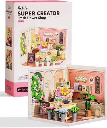 Rolife Super Creator Series, DIY Mini Ice Cream Store Dollhouse House Kit, Bulid Scenary for Action Collectible Figures,Creative Gifts for Women Kid Adults in Saudi Arabia
