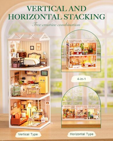 Rolife Super Creator Series, DIY Mini Ice Cream Store Dollhouse House Kit, Bulid Scenary for Action Collectible Figures,Creative Gifts for Women Kid Adults in Saudi Arabia