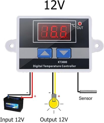 Thermostat Digital Temperature Controller for Incubator Aquarium Regulator Switch Control AC 220V DC12V 24V 10A Red LED Sensor(110V 220V 3keys) in Saudi Arabia