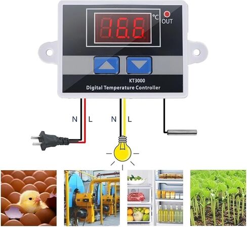 Thermostat Digital Temperature Controller for Incubator Aquarium Regulator Switch Control AC 220V DC12V 24V 10A Red LED Sensor(110V 220V 3keys) in Saudi Arabia