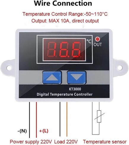 Thermostat Digital Temperature Controller for Incubator Aquarium Regulator Switch Control AC 220V DC12V 24V 10A Red LED Sensor(110V 220V 3keys) in Saudi Arabia