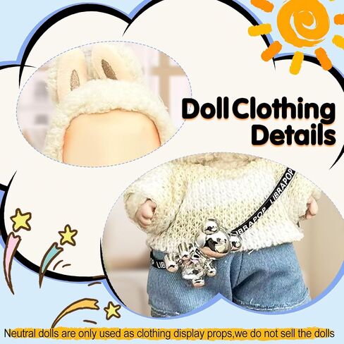 17cm Doll Clothes(NO Doll), Cute Dolls Outfit Accessories with Sweater + Denim Jeans + Pants, Small Kawaii Clothes Set for Dolls(Style 4) in Saudi Arabia