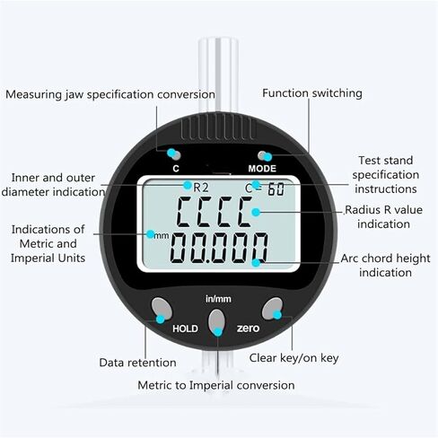 Electronic Inside and Outside Radius Measurement Tool High Accuracy Digital Radius Gauge, with 5 Changeable Measuring Jaw, Radius Indicator Use in Saudi Arabia