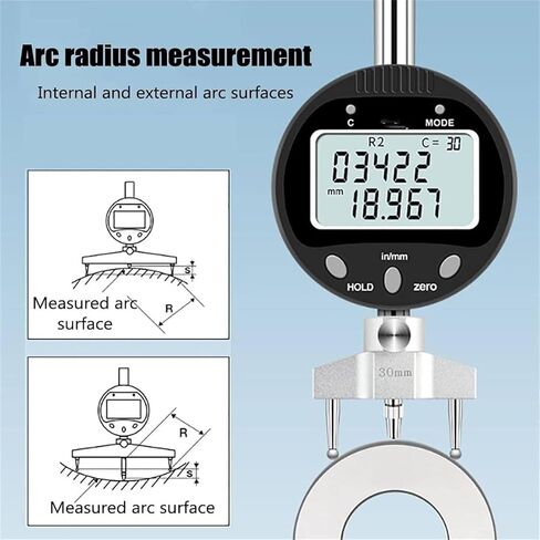 Electronic Inside and Outside Radius Measurement Tool High Accuracy Digital Radius Gauge, with 5 Changeable Measuring Jaw, Radius Indicator Use in Saudi Arabia