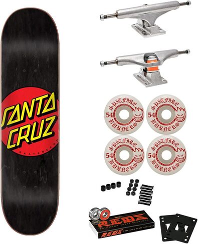 Santa Cruz Skatoboard Complete Classic Dot Black 8.25 "× 31.83" مع شاحنات مستقلة وعجلات Spitfire و Bones Reds Bearings والأجهزة والغريب. in Saudi Arabia