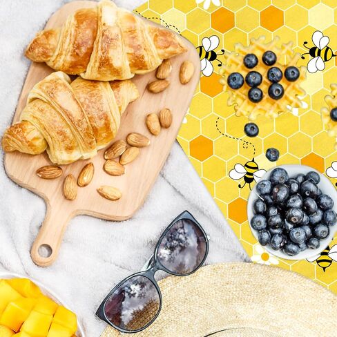 150Pcs Summer Bee Wax Paper Yellow Honeycomb Deli Paper Tissue Cute Daisy Sandwich Wrap Paper Waterproof Oil-Proof Picnic Liners for Party Kitchen Supplies in Saudi Arabia
