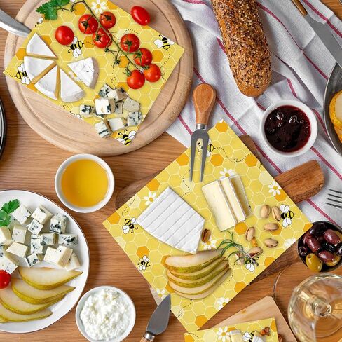150Pcs Summer Bee Wax Paper Yellow Honeycomb Deli Paper Tissue Cute Daisy Sandwich Wrap Paper Waterproof Oil-Proof Picnic Liners for Party Kitchen Supplies in Saudi Arabia