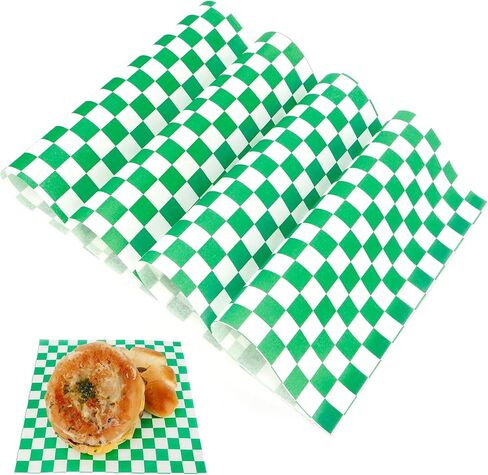 200 PCS شمع الأوراق الورقية لذيذة ورقة 7 × 7 "شحنة مقاومة سلة سلة المدقق شطيرة مربعة لبرغر مطعم الخبز الشواء نزهة (أخضر) in Kuwait