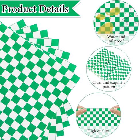 200 PCS شمع الأوراق الورقية لذيذة ورقة 7 × 7 "شحنة مقاومة سلة سلة المدقق شطيرة مربعة لبرغر مطعم الخبز الشواء نزهة (أخضر) in Kuwait