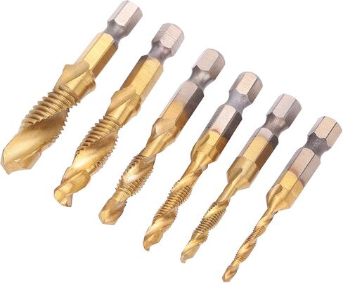 Metric Tap Set, Drill Tap Set Kit 6pcs Screw Drill Bits Kit 6542 High Speed Steel M10 M8 M6 M5 M4 M3 Tapping Tools (Short) in Saudi Arabia