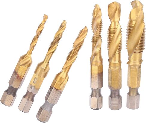 Metric Tap Set, Drill Tap Set Kit 6pcs Screw Drill Bits Kit 6542 High Speed Steel M10 M8 M6 M5 M4 M3 Tapping Tools (Short) in Saudi Arabia