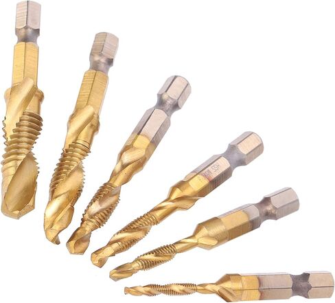 Metric Tap Set, Drill Tap Set Kit 6pcs Screw Drill Bits Kit 6542 High Speed Steel M10 M8 M6 M5 M4 M3 Tapping Tools (Short) in Saudi Arabia