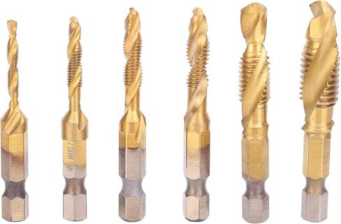 Metric Tap Set, Drill Tap Set Kit 6pcs Screw Drill Bits Kit 6542 High Speed Steel M10 M8 M6 M5 M4 M3 Tapping Tools (Short) in Saudi Arabia