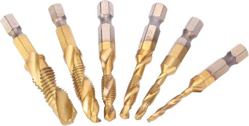 Metric Tap Set, Drill Tap Set Kit 6pcs Screw Drill Bits Kit 6542 High Speed Steel M10 M8 M6 M5 M4 M3 Tapping Tools (Short) in Saudi Arabia