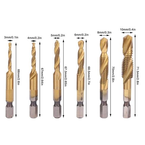 مجموعة الصنبور المتري ، مجموعة الحفر مجموعة مجموعة 6pcs قطع الحفر المسمار مجموعة 6542 عالية السرعة الصلب M10 M8 M6 M5 M4 M3 أدوات التنصت (قصيرة) in Kuwait