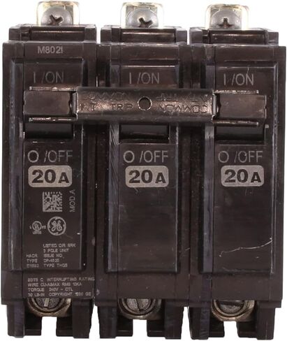 GE THQB32020 BOLT-ON MOUNT TYPE THQB Miniature Circuit Breaker 3-Pole 20 AMP 240 Volt AC in Saudi Arabia
