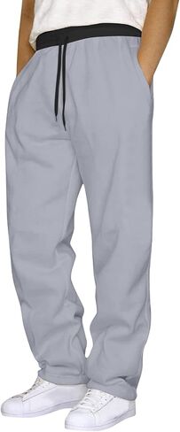 Mens Straight Leg Sweatpants Baggy Lightweight Drawstring Elastic Waist Lounge Pant Loose Athletic Gym Workout Jogger in Kuwait