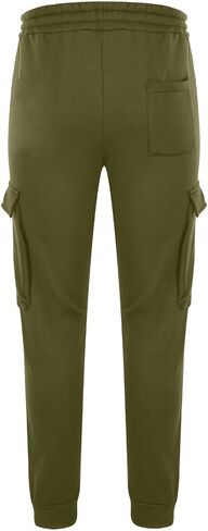 Baggy Cargo Sweatpants for Men Drawstring Elastic Waist Fleece Warm Comfy Jogger with Pockets Athletic Gym Sport Pant in Saudi Arabia