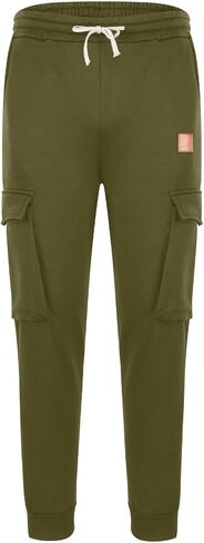 Baggy Cargo Sweatpants for Men Drawstring Elastic Waist Fleece Warm Comfy Jogger with Pockets Athletic Gym Sport Pant in Saudi Arabia