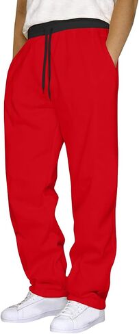 Mens Straight Leg Sweatpants Baggy Lightweight Drawstring Elastic Waist Lounge Pant Loose Athletic Gym Workout Jogger in Kuwait