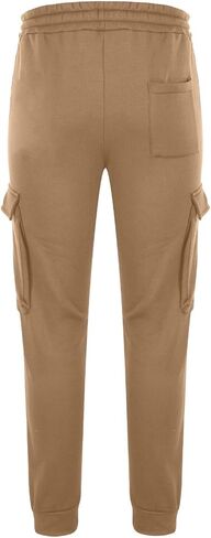 Baggy Cargo Sweatpants for Men Drawstring Elastic Waist Fleece Warm Comfy Jogger with Pockets Athletic Gym Sport Pant in Saudi Arabia