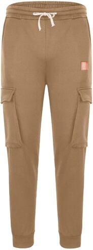 Baggy Cargo Sweatpants for Men Drawstring Elastic Waist Fleece Warm Comfy Jogger with Pockets Athletic Gym Sport Pant in Saudi Arabia