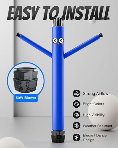 Inflatable Tube Man with Blower: 6 FT Tall Wacky Waving Inflatable Tube Guy for Outdoor Decoration with Mini Blower Fan, for Mall Opening, Business Advertising (Blue) in Saudi Arabia