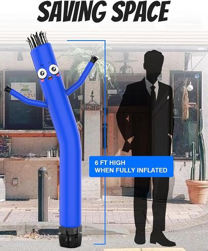 Inflatable Tube Man with Blower: 6 FT Tall Wacky Waving Inflatable Tube Guy for Outdoor Decoration with Mini Blower Fan, for Mall Opening, Business Advertising (Blue) in Saudi Arabia