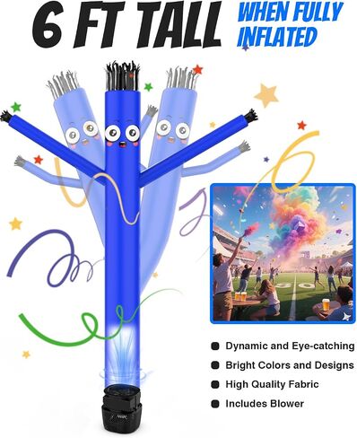 Inflatable Tube Man with Blower: 6 FT Tall Wacky Waving Inflatable Tube Guy for Outdoor Decoration with Mini Blower Fan, for Mall Opening, Business Advertising (Blue) in Saudi Arabia