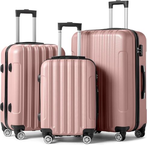Karl home 3-Piece Luggage Set Travel Lightweight Suitcases with Rolling Wheels, TSA lock & Moulded Corner, Carry on Luggages for Business, Trip, Rose Gold (20"/24"/28") in Saudi Arabia