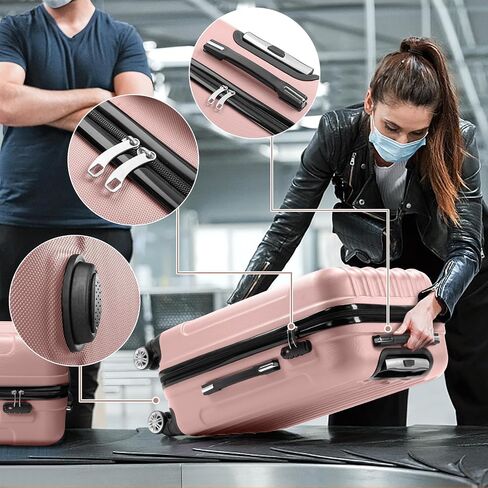 Karl home 3-Piece Luggage Set Travel Lightweight Suitcases with Rolling Wheels, TSA lock & Moulded Corner, Carry on Luggages for Business, Trip, Rose Gold (20"/24"/28") in Saudi Arabia