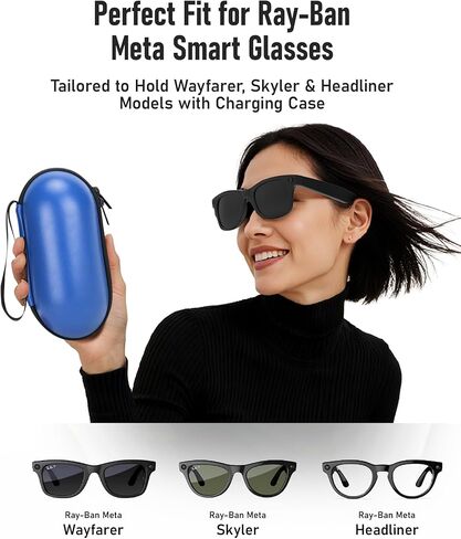 Hard Smart Glasses Case Compatible with Ray-Ban Meta Wayfarer, Skyler, Headliner Models – Travel Carrying Case for Charging Box & Accessories Brown in Kuwait
