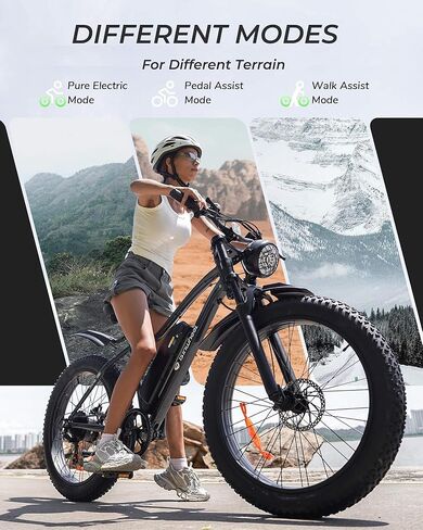 الدراجة الكهربائية Isinwheel M10 Plus/Pro للبالغين 28/22 ميلاً في الساعة 1000 واط محرك الذروة ، بطارية Ebike القابلة للإزالة 75/55 ميل ، و 7 سرعات التحول ، و 26/20 × 4.0 من الدهون الكبار الدراجات الكهربائية. in Kuwait