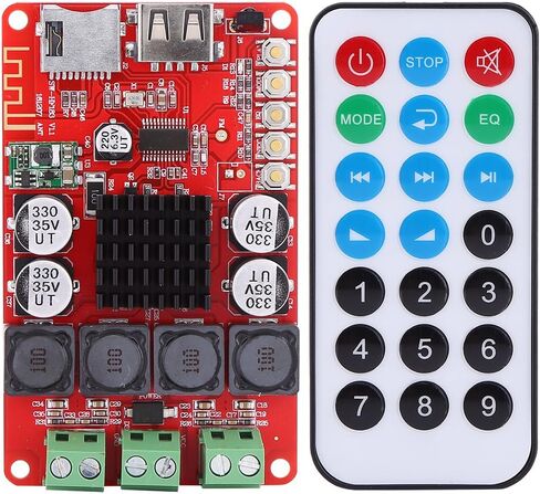 TPA3116 50W+50W Digital Audio Receiver Amplifier Board BT Stereo AMP Board TF Card Decoder with Remote Control DC 8v~26v in Saudi Arabia