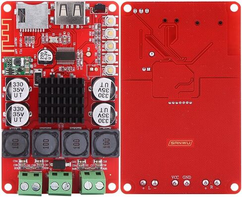 TPA3116 50W+50W Digital Audio Receiver Amplifier Board BT Stereo AMP Board TF Card Decoder with Remote Control DC 8v~26v in Saudi Arabia