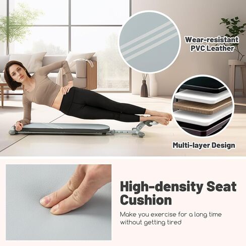 Goplus Multifunctional Sit Up Bench, Workout Bench w/3 Gear Adjustable Angles & Adjustable Length, Foldable Design, Versatile Fitness Equipment for Home Gym, 330 LBS Load Capacity in Saudi Arabia