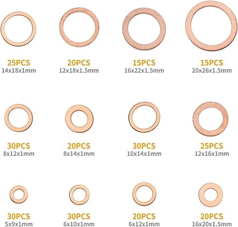 أجهزة تجهيزات 280pcs الألومنيوم/غسالة النحاس حشية الجوز ختم غسالة الحشية الصلبة زيت قابس الحوض لسحق القوارب غسابة الختم in Saudi Arabia