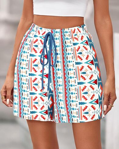 BTFBM Womens Boho Summer Shorts شاطئ العطلات ملابس 2025 الخصر المرن غير الرسمي المطبوع صالة قصيرة صالة بانت الجيوب in Saudi Arabia