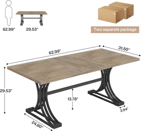 Tribesigns 10.5FT Conference Table, Modern Meeting Table for 8-10 People, Rectangle Seminar Boardroom Table for Office Conference Room with Stylish Legs (2, Grey + Black) in Kuwait