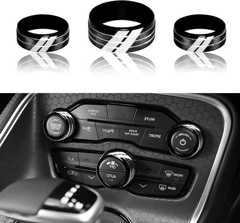 YOSRTER 3PCS Aluminum Control Knob Cover for Dodge Challenger Charger 2015-2024 AC Climate Switch Volume Tune Button Knob for Chrysler 300 300s 2015-2024 RAM 2013-2018(Red) in Kuwait